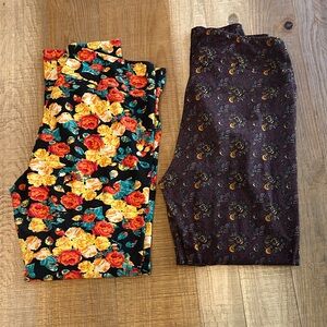 LuLaRoe Floral and Paisley Leggings - Black, Yellow, Red, Brown